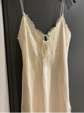 NWT Zara Cream Lace-Trim Slip Midi Dress